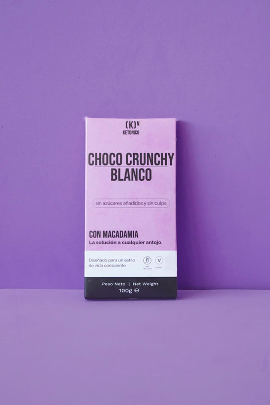Tablete de chocolate crocante Keto branco com MCTs adequado para veganos e celíacos 100% limpo