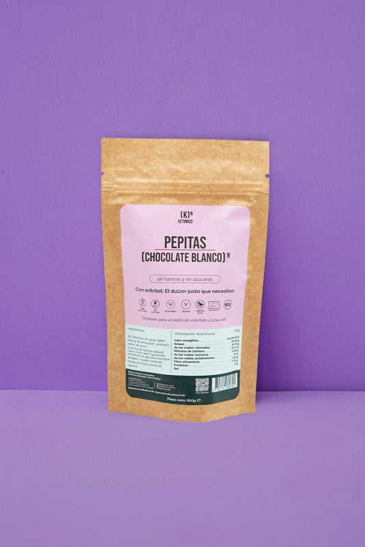  Pepitas de Chocolate Blanco Keto Libres de Azúcar